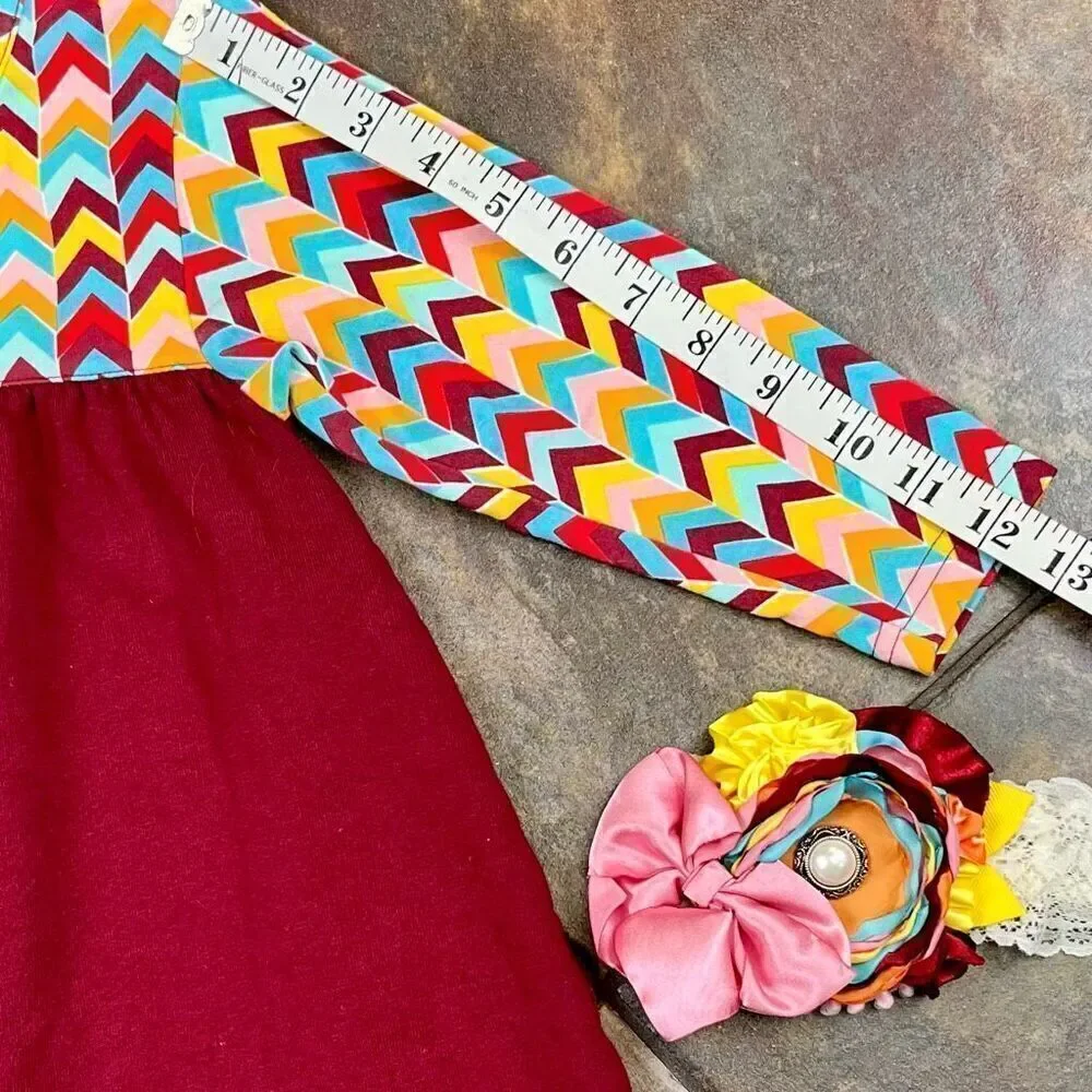 Zutano Chevron Henley Dress and Headband 3T